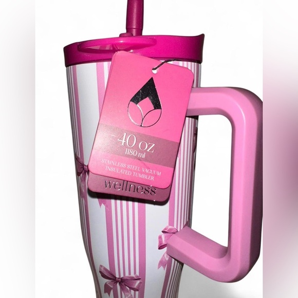 Wellness Purple Bows & Stripes Tumbler, 40oz - Picture 2 of 4